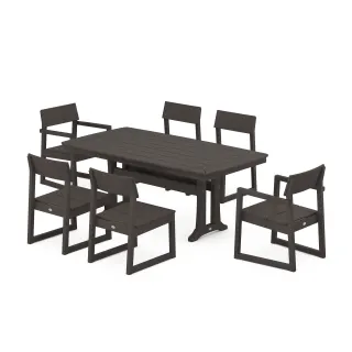 POLYWOOD EDGE 7-Piece Dining Set with Trestle Legs in Vintage Finish