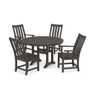 POLYWOOD Vineyard 5-Piece Nautical Trestle Dining Set in Vintage Finish