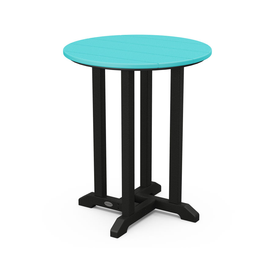 POLYWOOD 24" Round Dining Table in Black Frame / Aruba