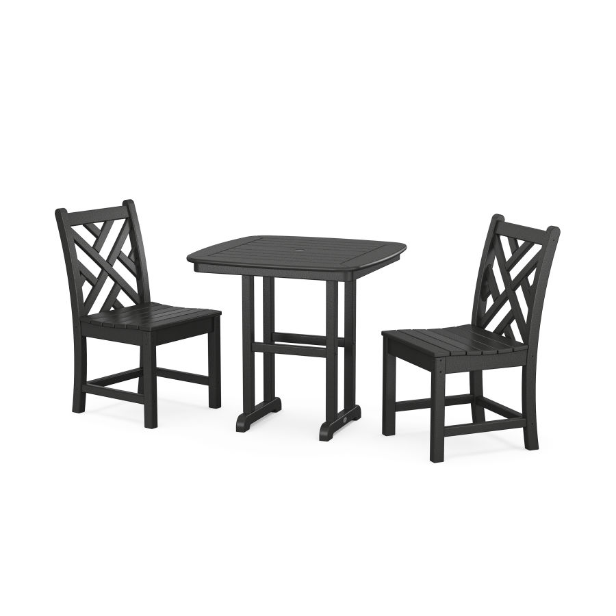 POLYWOOD Chippendale Side Chair 3-Piece Dining Set in Black