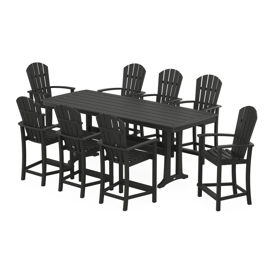 POLYWOOD Palm Coast 9-Piece Counter Set with Trestle Legs in Black