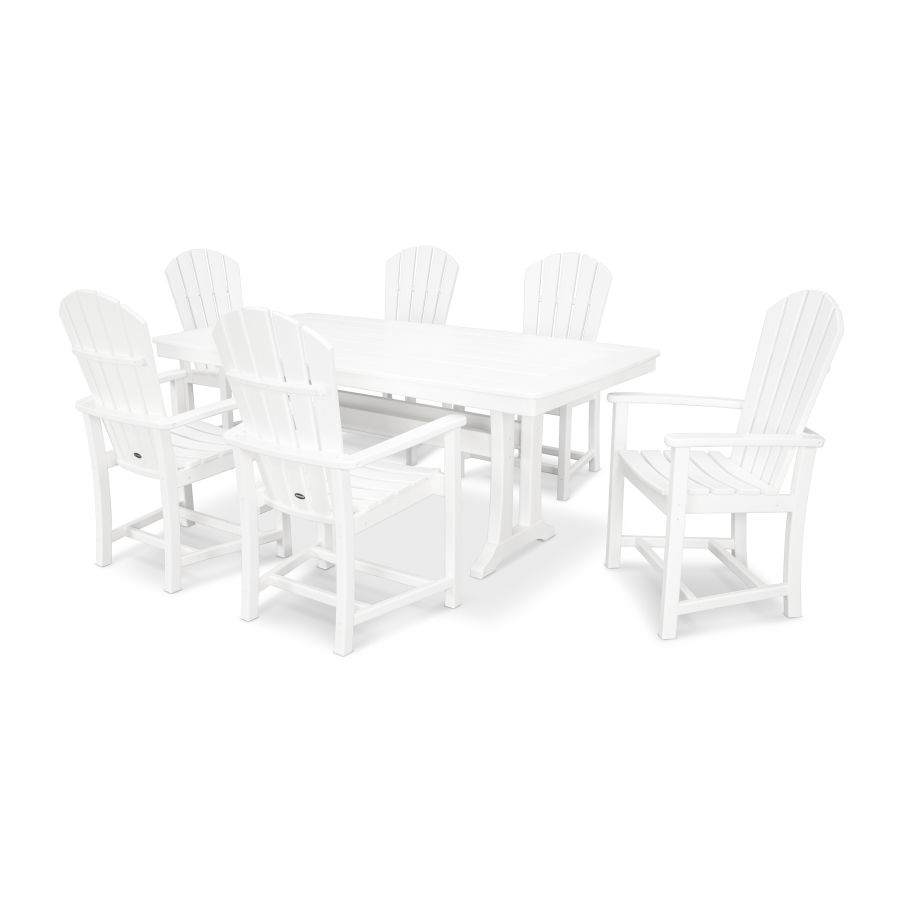 POLYWOOD Palm Coast 7-Piece Dining Set with Trestle Legs in White