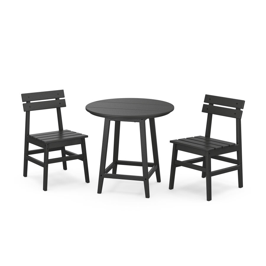 POLYWOOD Modern Studio Plaza Chair 3-Piece Round Bistro Dining Set in Black
