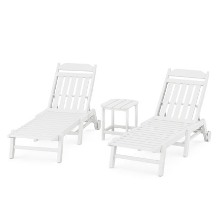 Country Living 3-Piece Chaise Set with Wheels in White