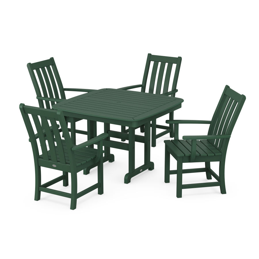 POLYWOOD Vineyard 5-Piece Dining Set with Trestle Legs in Green