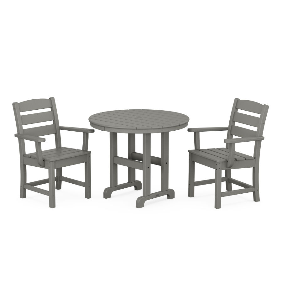 POLYWOOD Lakeside 3-Piece Round Dining Set in Slate Grey