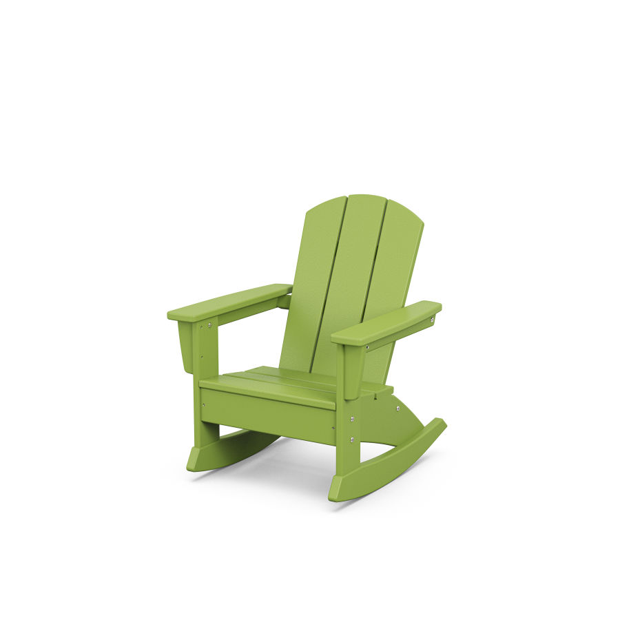 POLYWOOD Kids Nautical Adirondack Rocking Chair in Lime