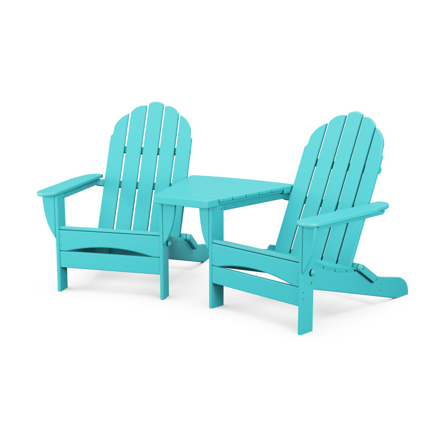 POLYWOOD Classic Oversized Adirondacks with Angled Connecting Table in Aruba