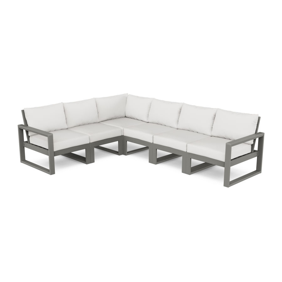 POLYWOOD EDGE 6-Piece Modular Deep Seating Set in Slate Grey / Natural Linen