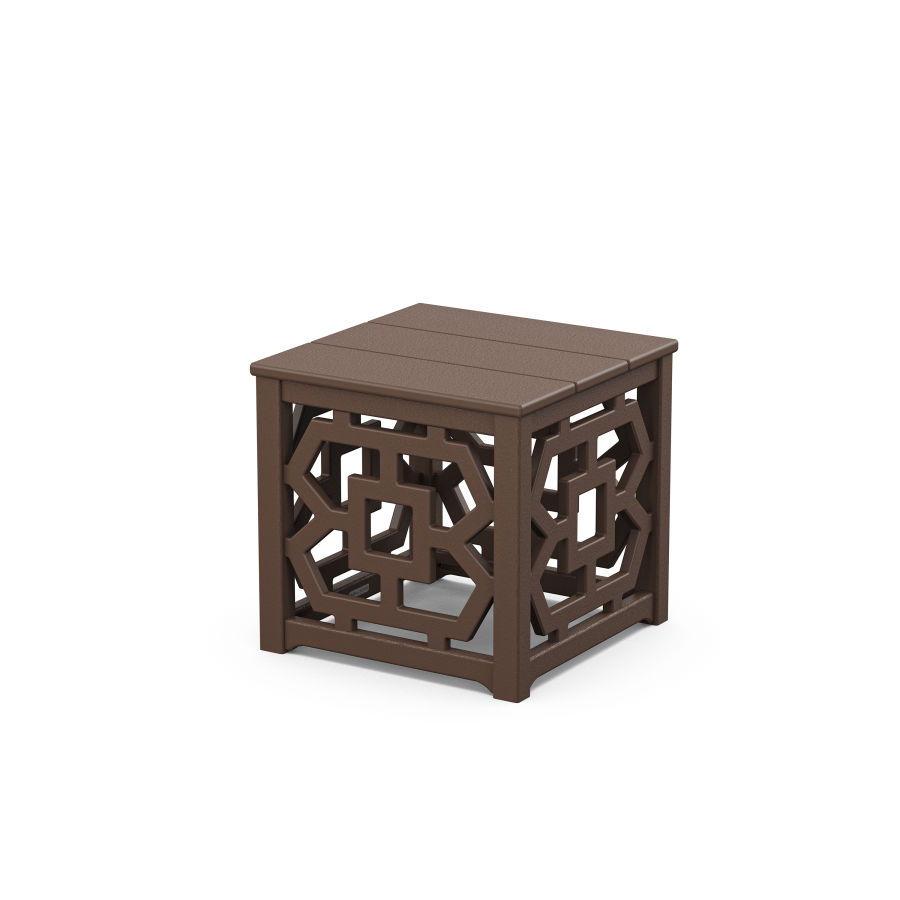 POLYWOOD Chinoiserie Accent Table in Mahogany