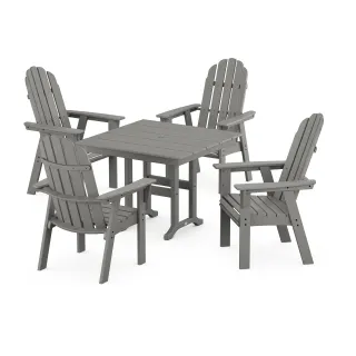 POLYWOOD Vineyard Curveback Adirondack 5-Piece Farmhouse Dining Set