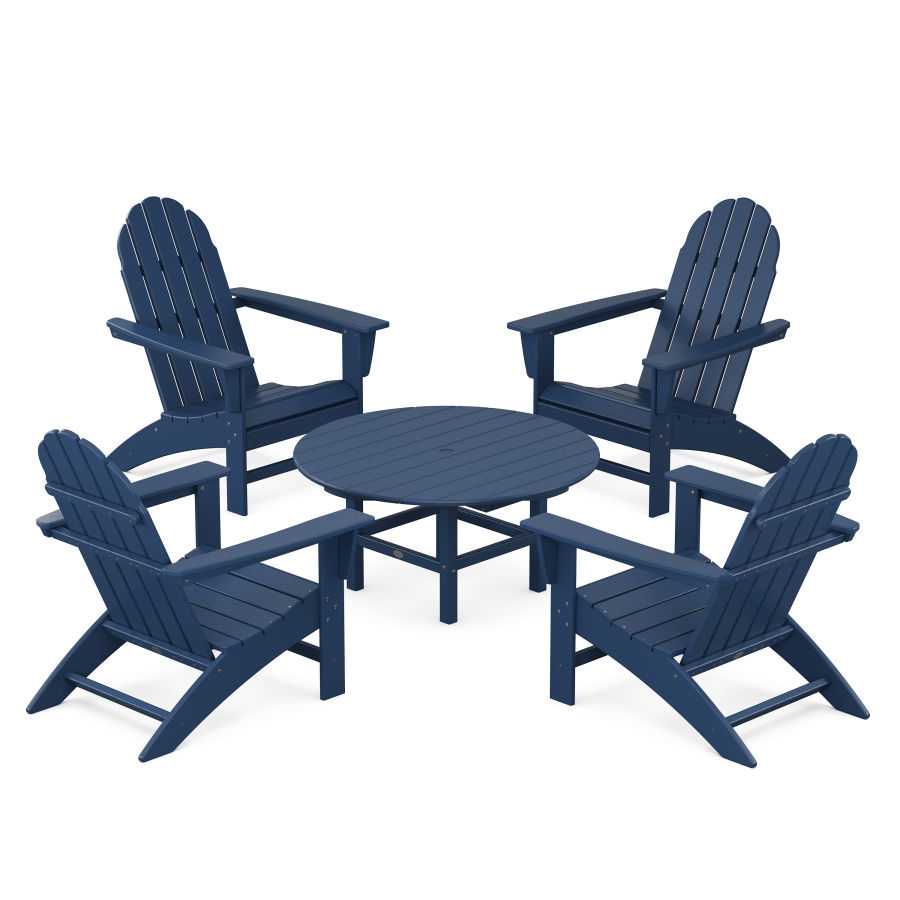 POLYWOOD Vineyard 5-Piece Adirondack Chair Conversation Set in Navy