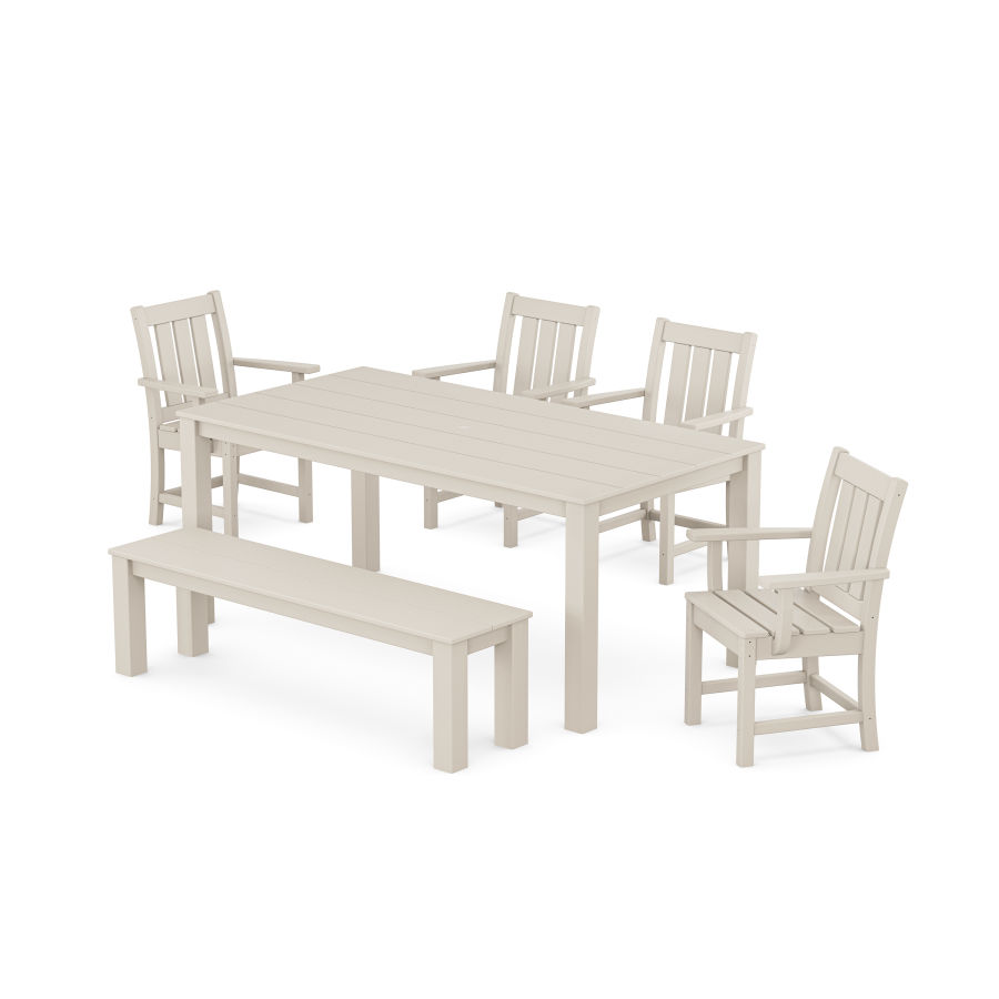 POLYWOOD Oxford 6-Piece Parsons Dining Set with Bench in Sand