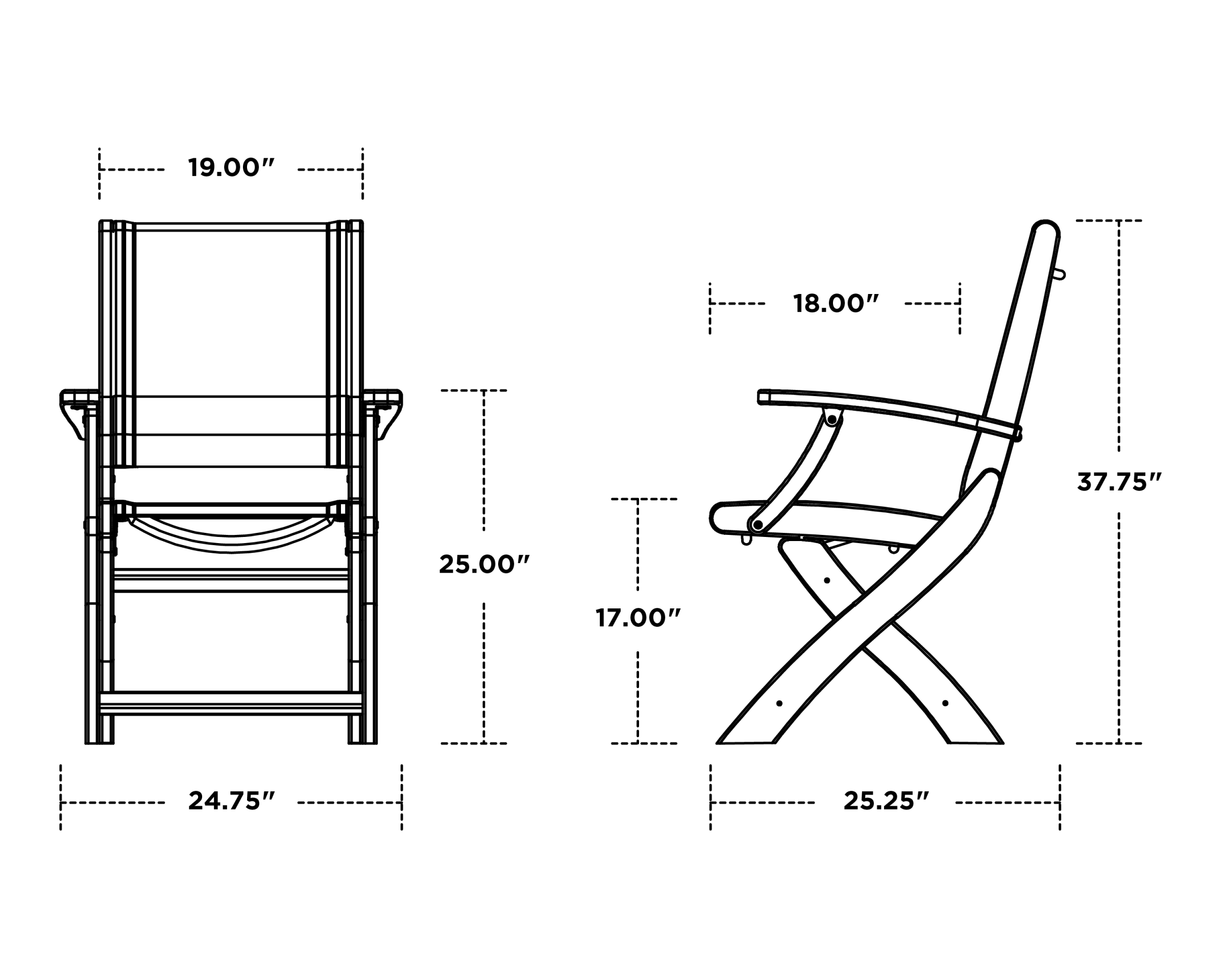 Dimensions for Coastal Folding Chair