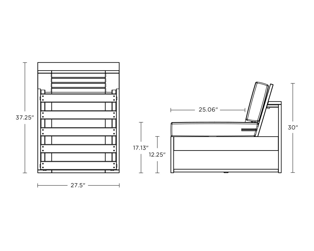 Dimensions for Latitude Modular Armless Chair