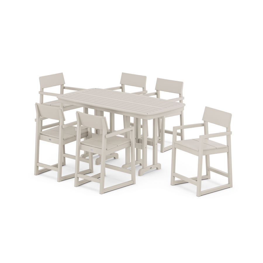 POLYWOOD EDGE Arm Chair 7-Piece Counter Set in Sand