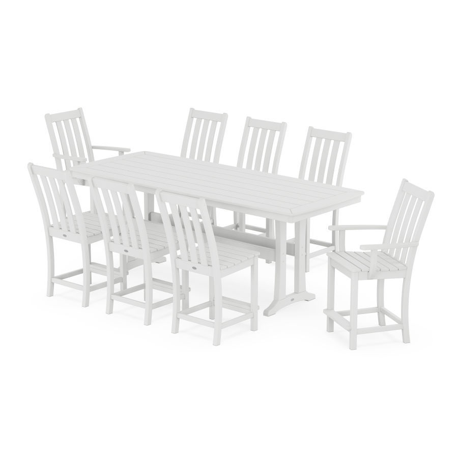 POLYWOOD Vineyard 9-Piece Counter Set with Trestle Legs in White