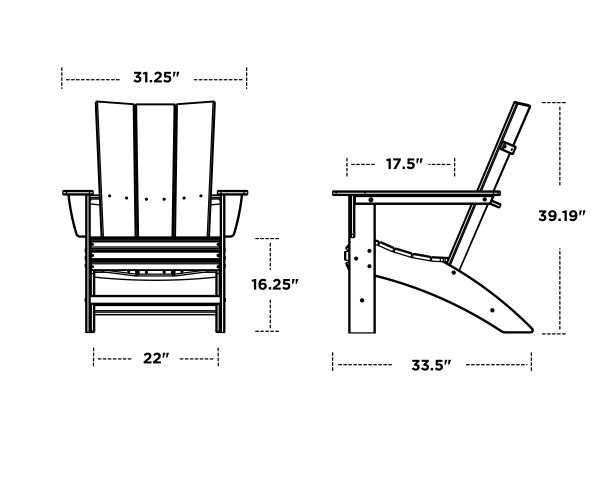 Modern Curveback Poly Adirondack Chair Dimensions