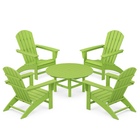 Nautical 5-Piece Adirondack Chair Conversation Set in Lime