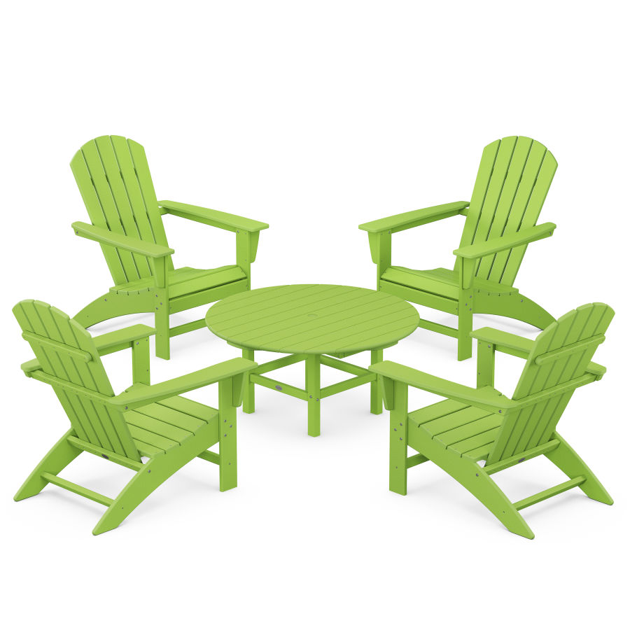 POLYWOOD Nautical 5-Piece Adirondack Chair Conversation Set in Lime