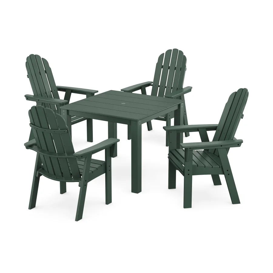 POLYWOOD Vineyard Curveback Adirondack 5-Piece Parsons Dining Set in Green