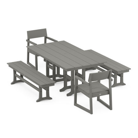 EDGE 5-Piece Farmhouse Dining Set with Benches