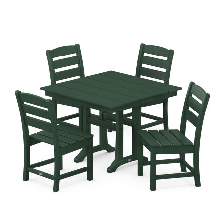 Lakeside 5-Piece Farmhouse Trestle Side Chair Dining Set in Green