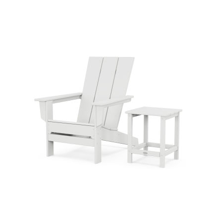 POLYWOOD Modern Studio Adirondack Chair with Side Table in White