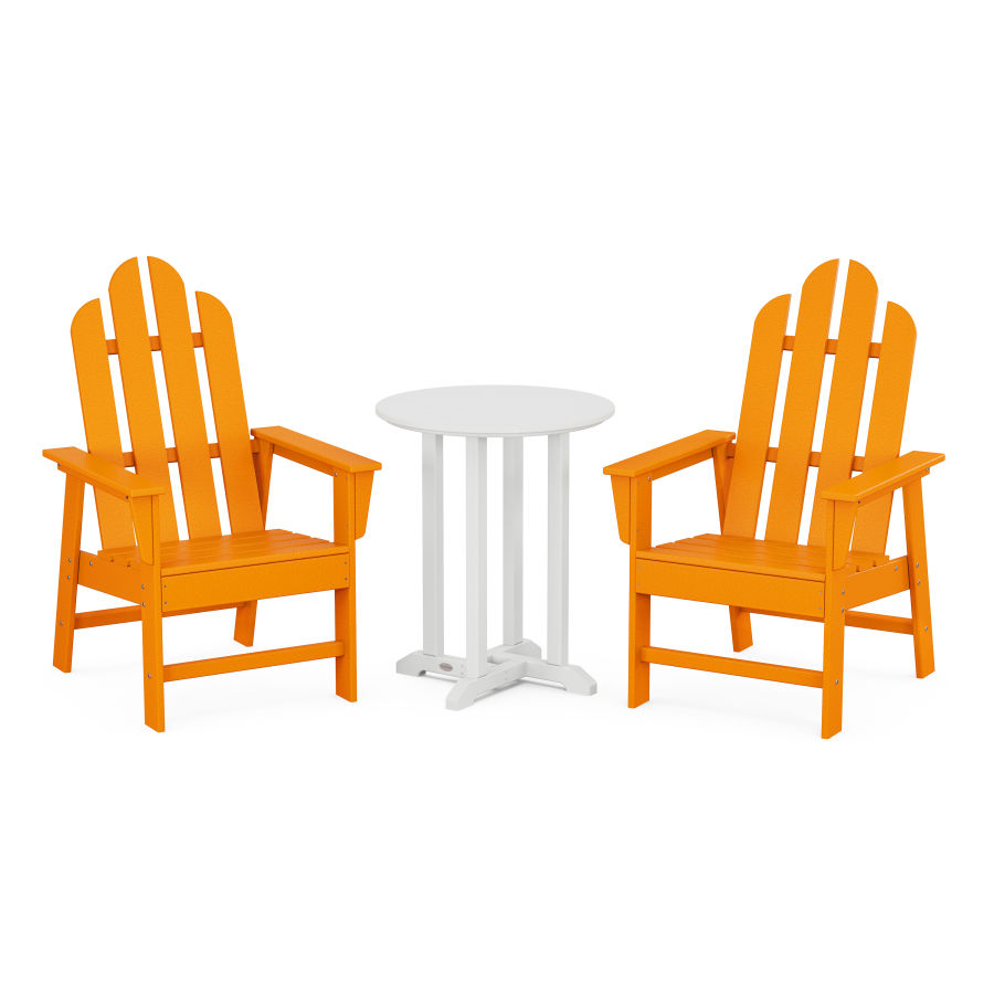 POLYWOOD Long Island 3-Piece Round Dining Set in Tangerine