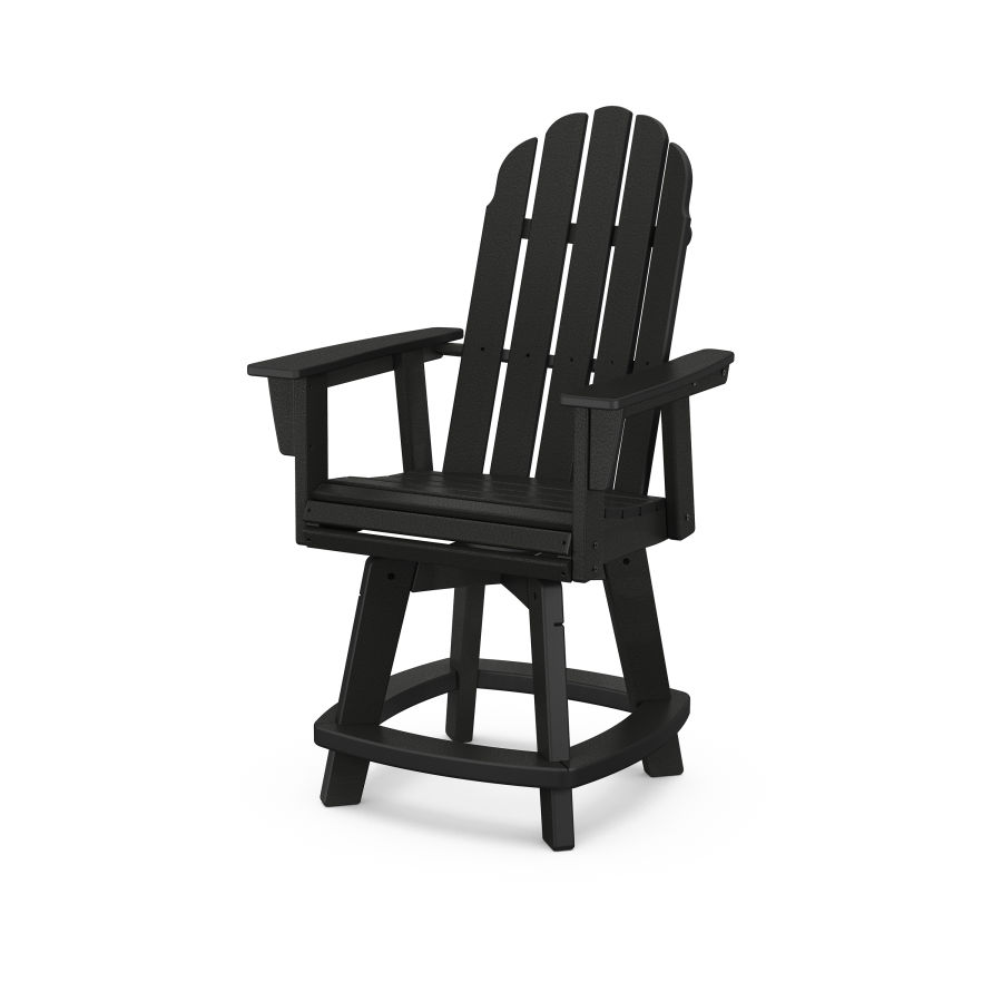 POLYWOOD Vineyard Adirondack Swivel Counter Chair in Black