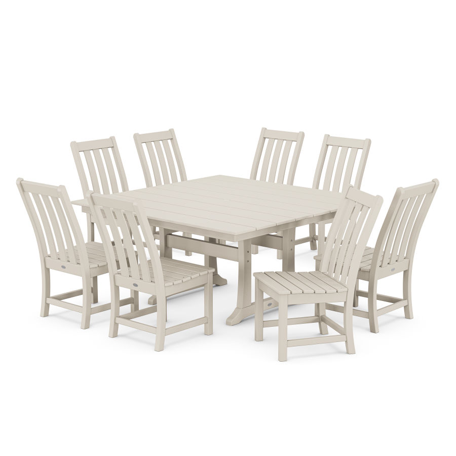 POLYWOOD Vineyard 9-Piece Farmhouse Dining Set in Sand