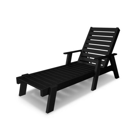 POLYWOOD Captain Chaise with Arms in Black