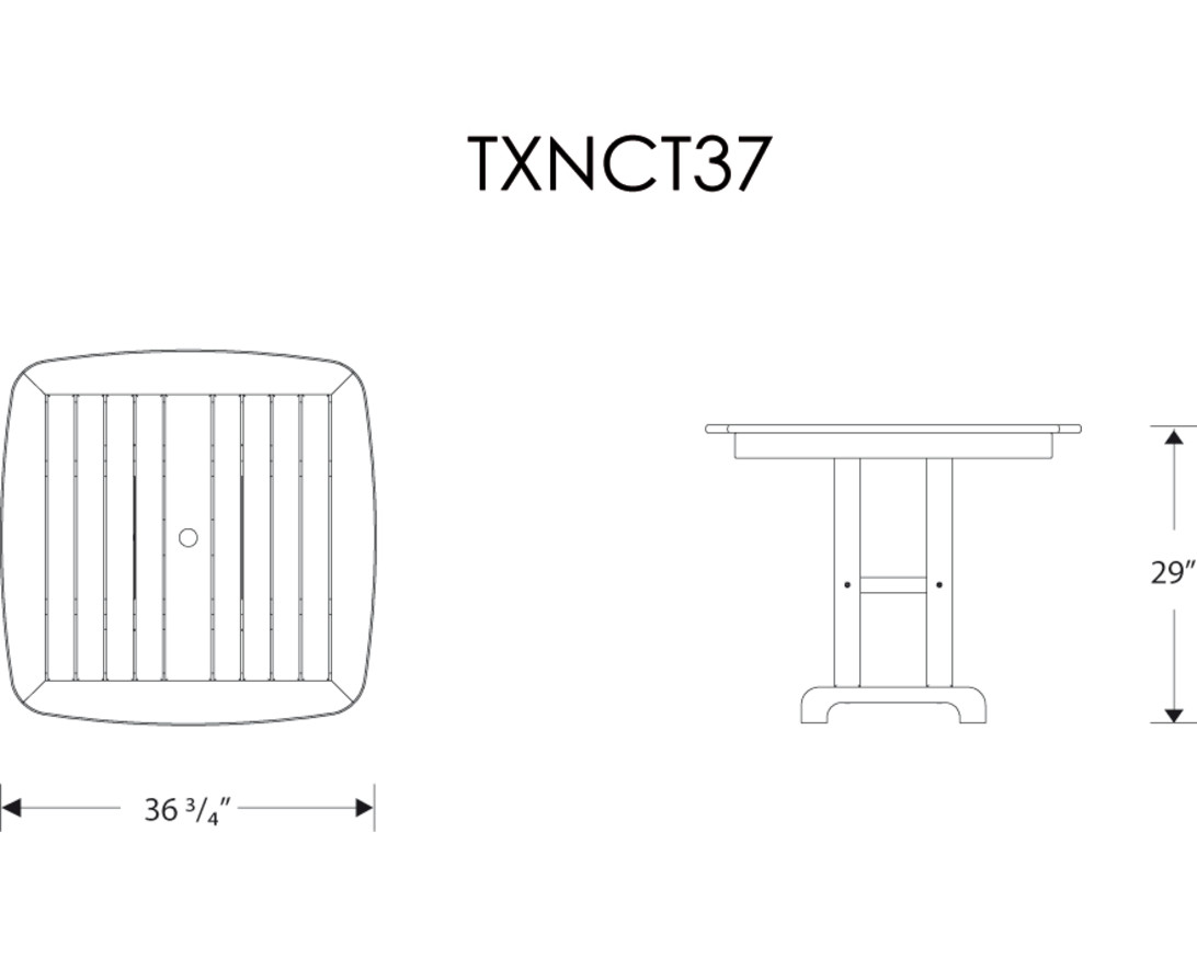 Dimensions for Yacht Club 37" Dining Table