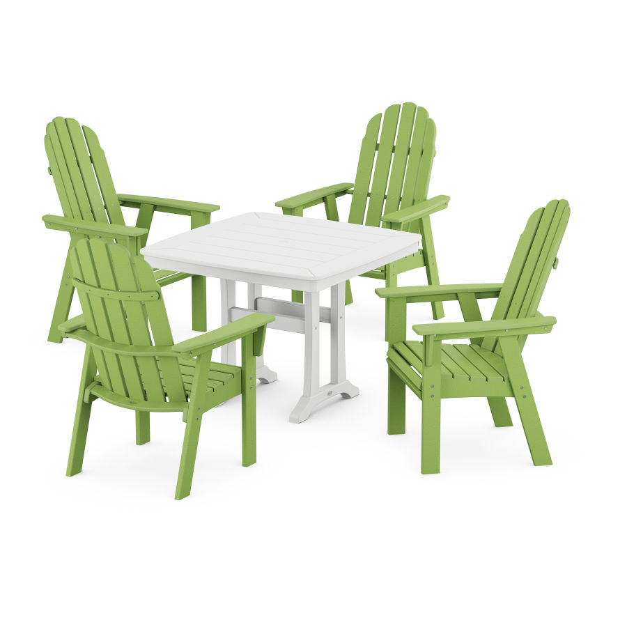 POLYWOOD Vineyard Adirondack 5-Piece Dining Set with Trestle Legs in Lime / White