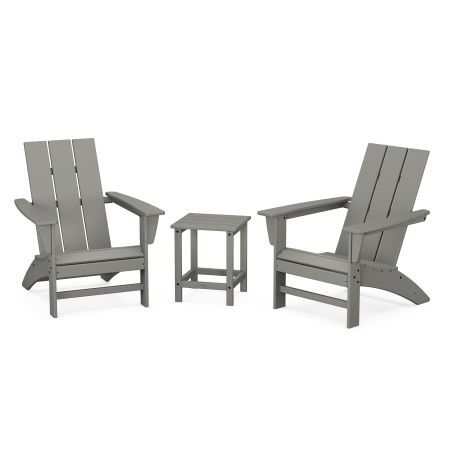Modern 3-Piece Adirondack Set with Long Island 18" Side Table in Slate Grey