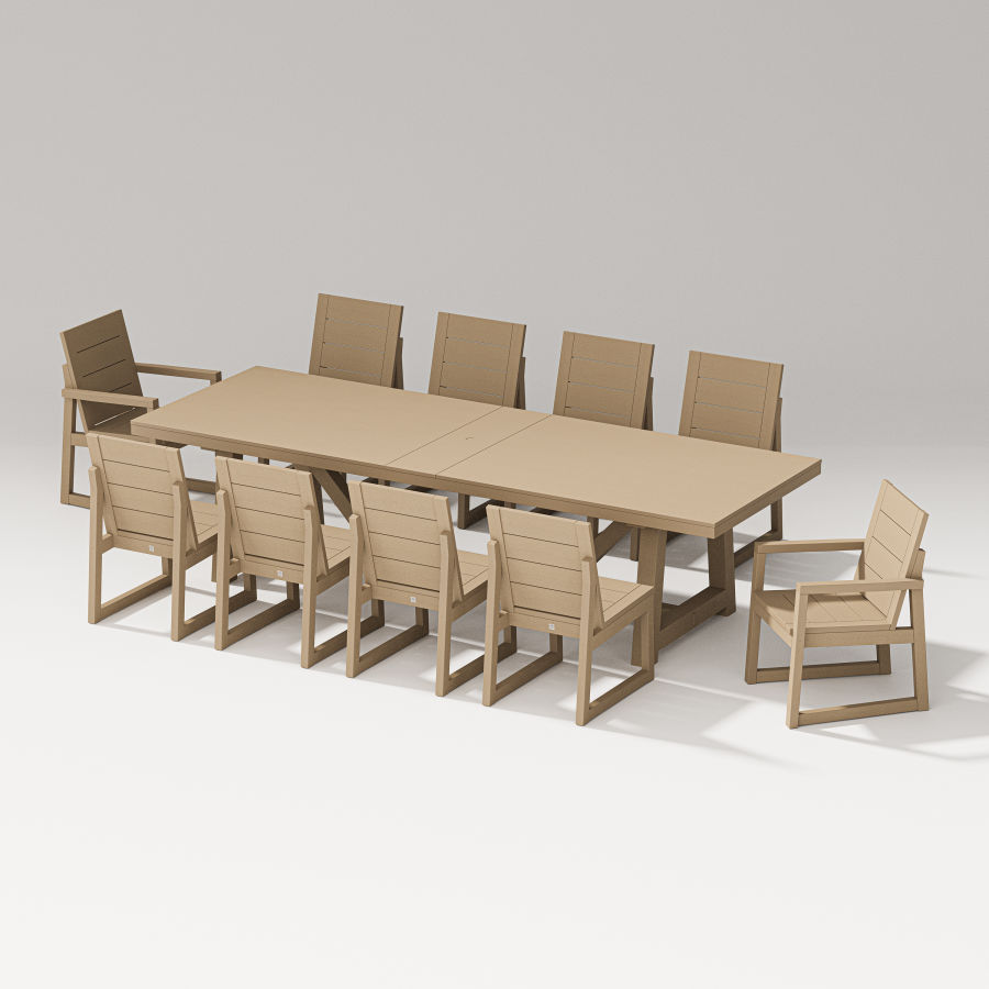 POLYWOOD Elevate 11-Piece A-Frame Table Dining Set in Vintage Sahara