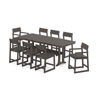 POLYWOOD EDGE 9-Piece Counter Set with Trestle Legs in Vintage Finish