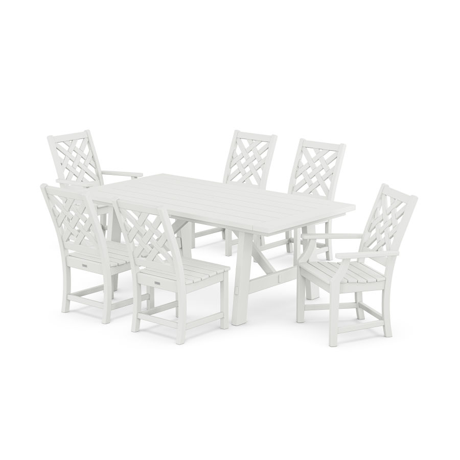 POLYWOOD Wovendale 7-Piece Rustic Farmhouse Dining Set in White