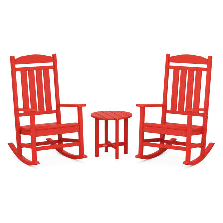 POLYWOOD Presidential 3-Piece Rocking Chair Set in Sunset Red