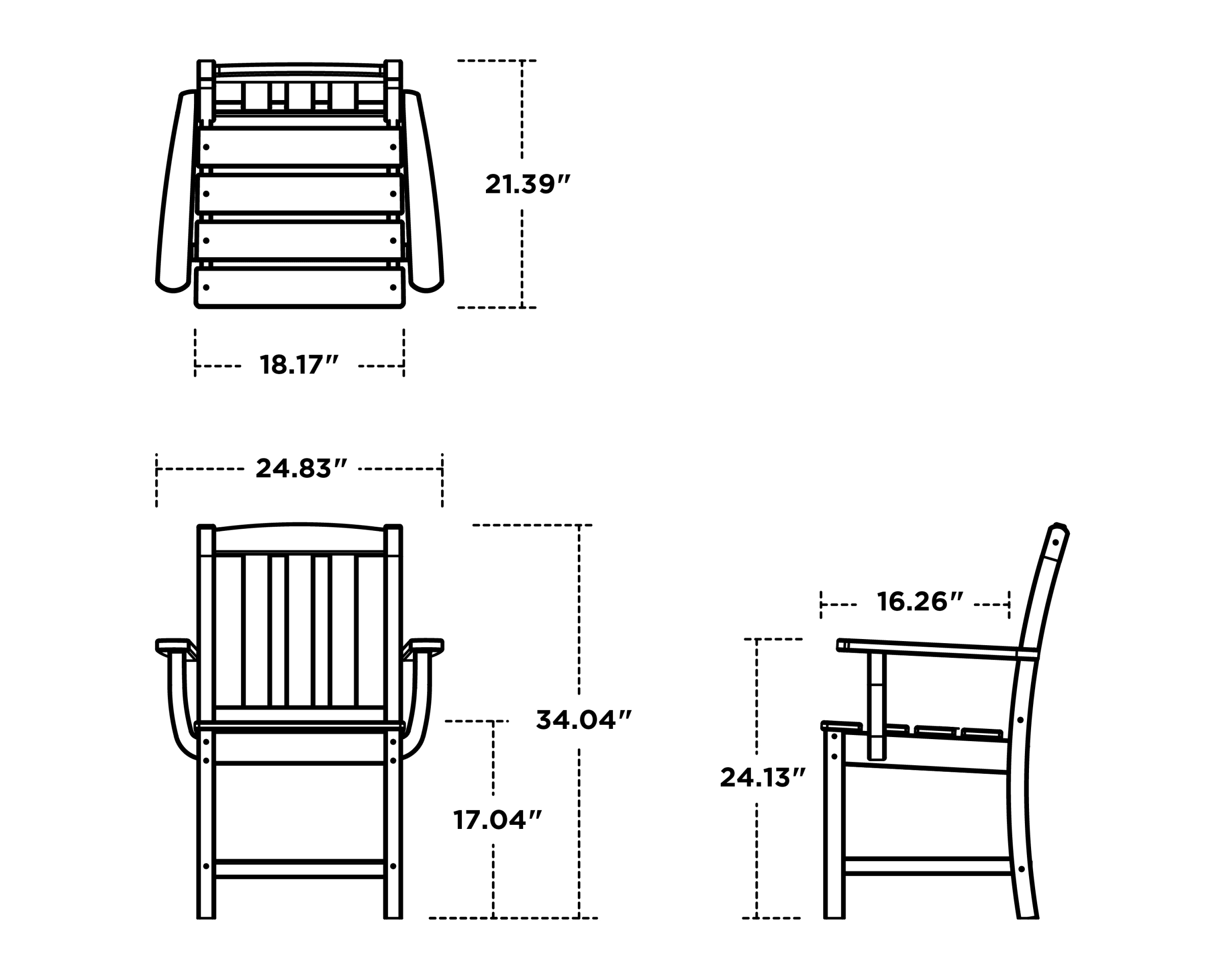 Dimensions for Cape Cod Dining Arm Chair