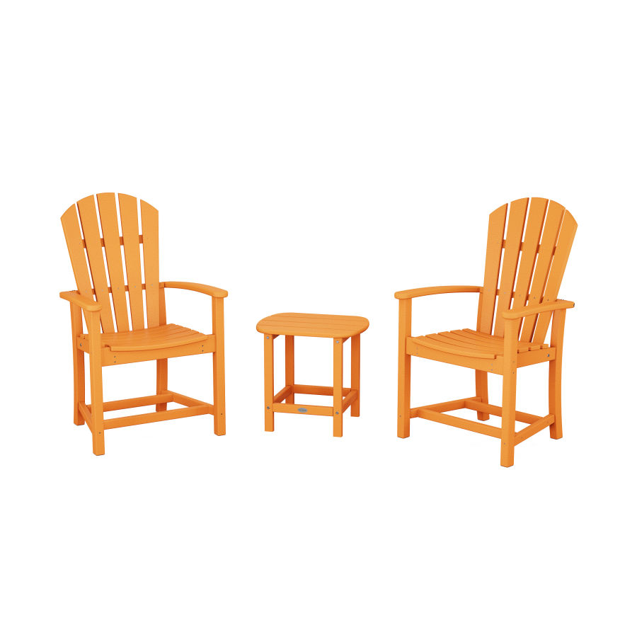 POLYWOOD Palm Coast 3-Piece Upright Adirondack Chair Set in Tangerine