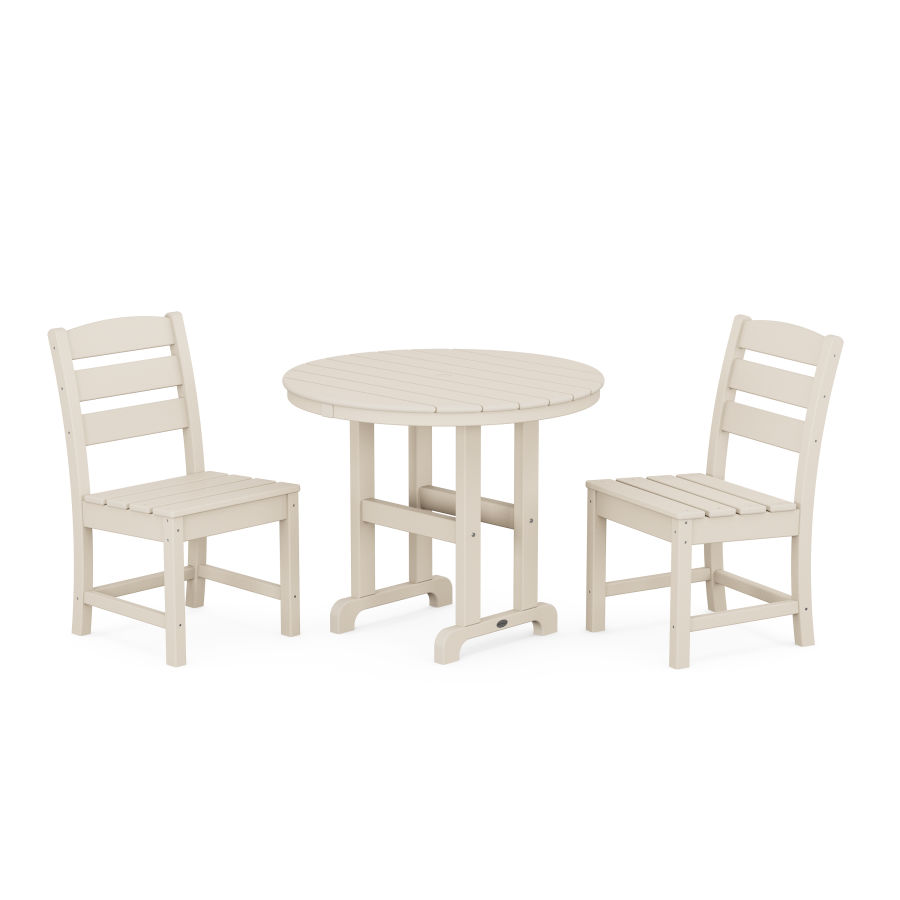 POLYWOOD Lakeside Side Chair 3-Piece Round Dining Set in Sand