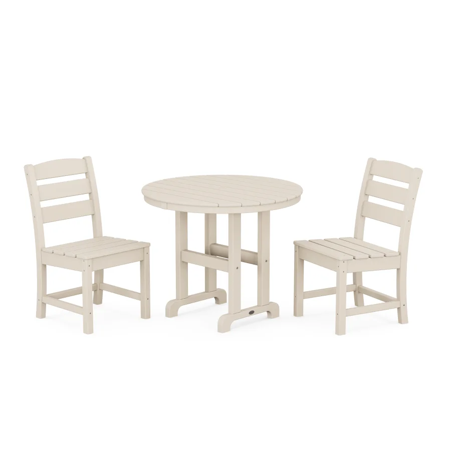 POLYWOOD Lakeside Side Chair 3-Piece Round Dining Set in Sand