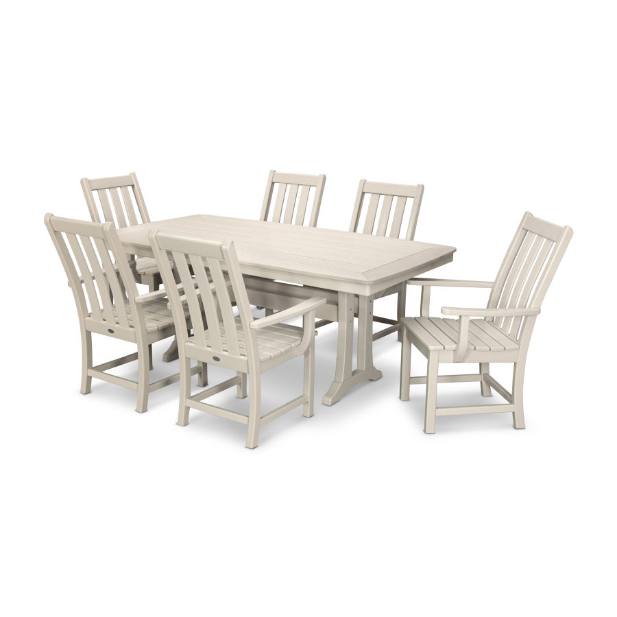 POLYWOOD Vineyard 7-Piece Arm Chair Dining Set in Sand