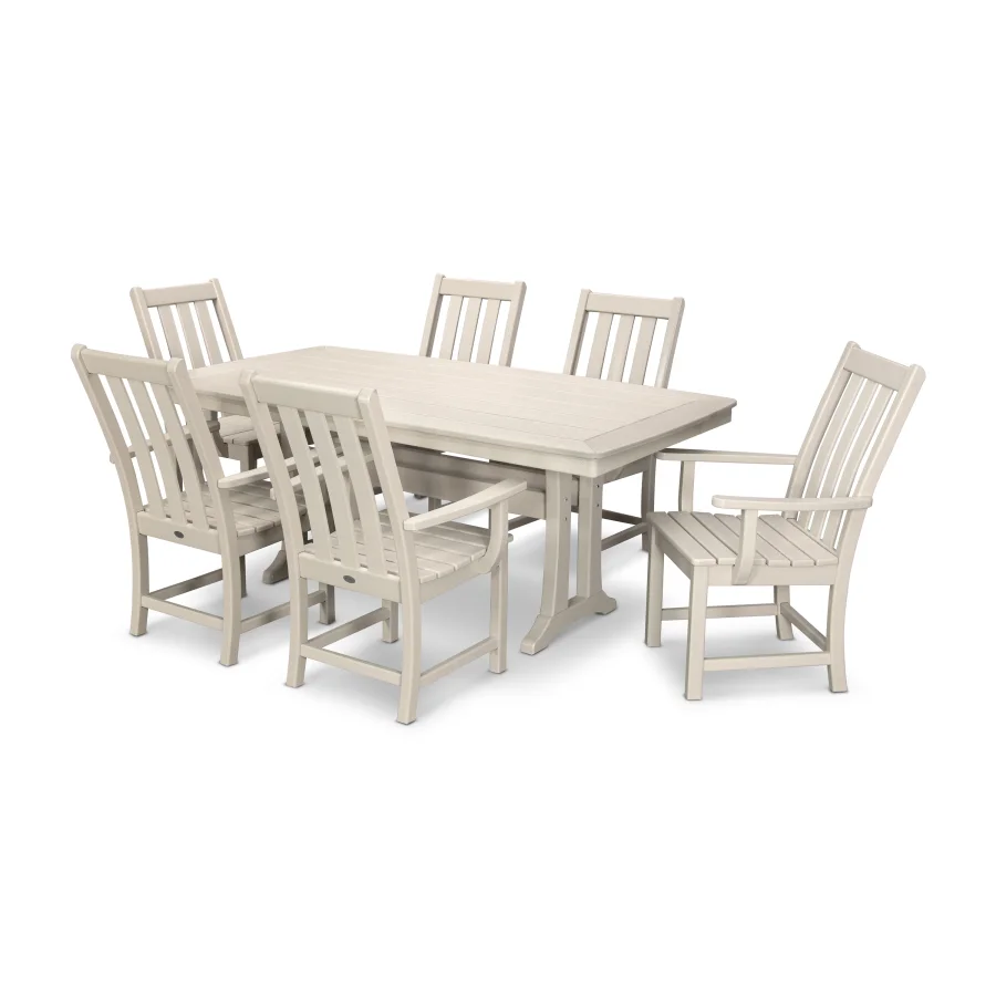 POLYWOOD Vineyard 7-Piece Arm Chair Dining Set in Sand