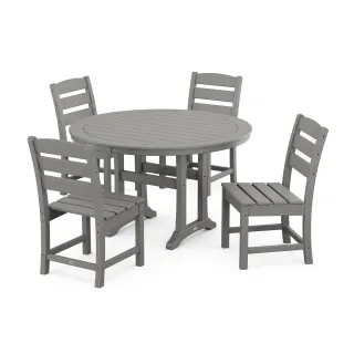 POLYWOOD Lakeside Side Chair 5-Piece Round Dining Set With Trestle Legs