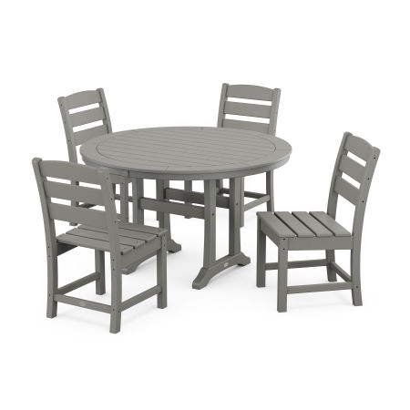 POLYWOOD Lakeside Side Chair 5-Piece Round Dining Set With Trestle Legs