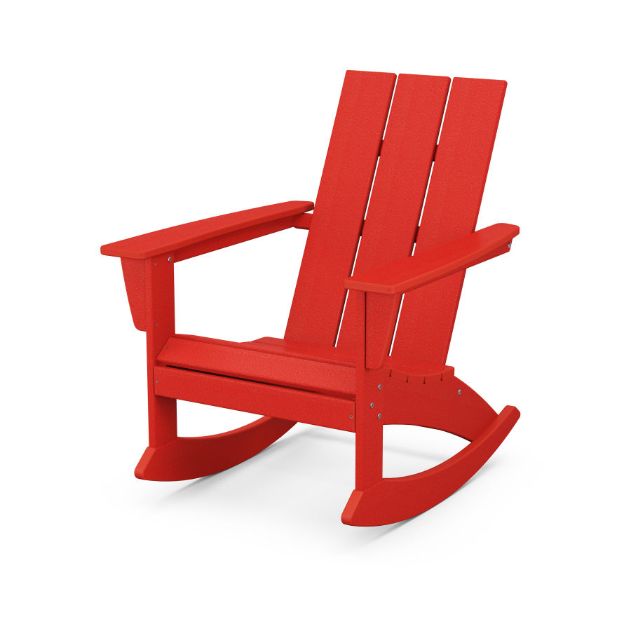 POLYWOOD Modern Adirondack Rocking Chair in Sunset Red