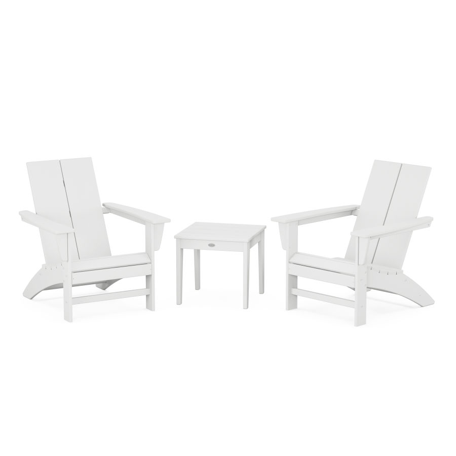 POLYWOOD Country Living Modern Adirondack Chair 3-Piece Set in White