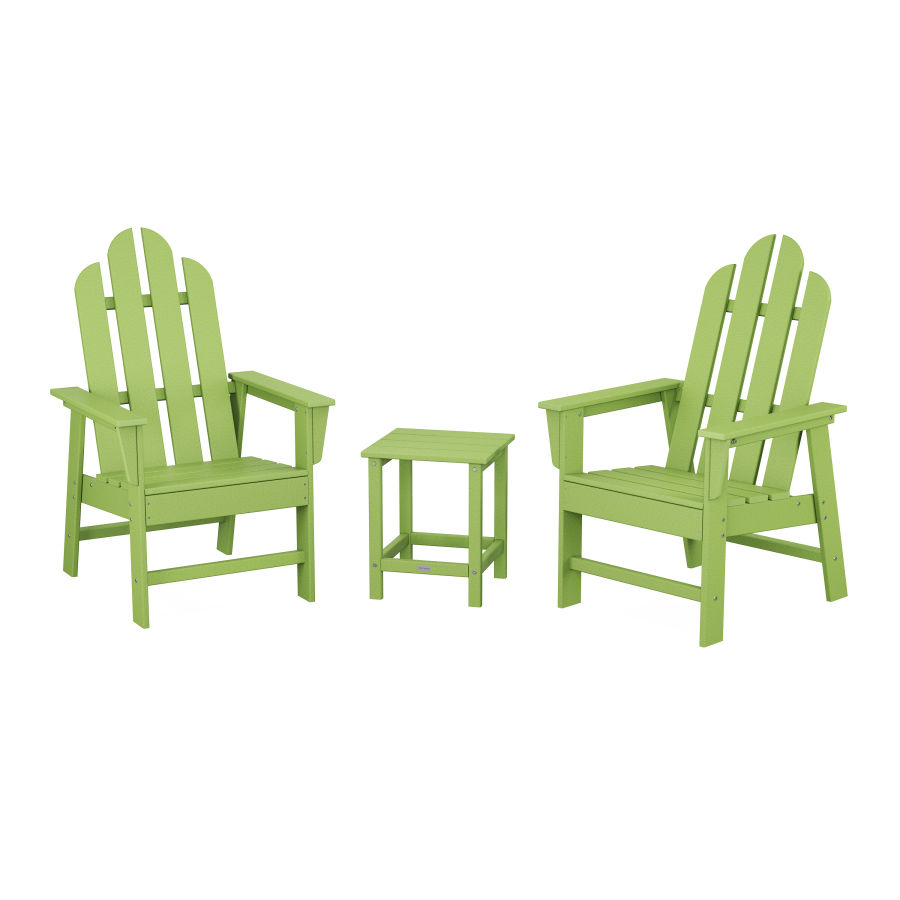 POLYWOOD Long Island 3-Piece Upright Adirondack Chair Set in Lime